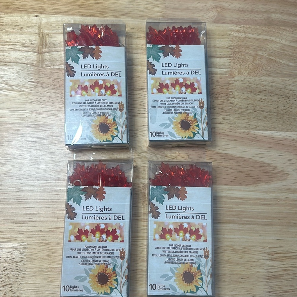 4' STRING LIGHTS LED Maple LEAF-Fall Thanksgiving Lot of 4